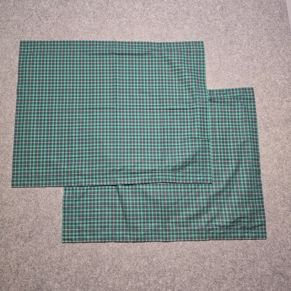 The Company Store Green Plaid Cotton Standard Pillow Shams Set of 2 51106F